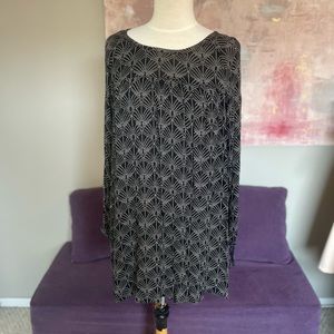 Roxy Printed Baby doll Boho Dress Black and white print Long sleeve size‎ M